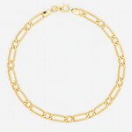 L'ATELIER D'AZUR Bracelet Or Jaune Maille Figaro Alternée 1+1 - Homme 21 cm