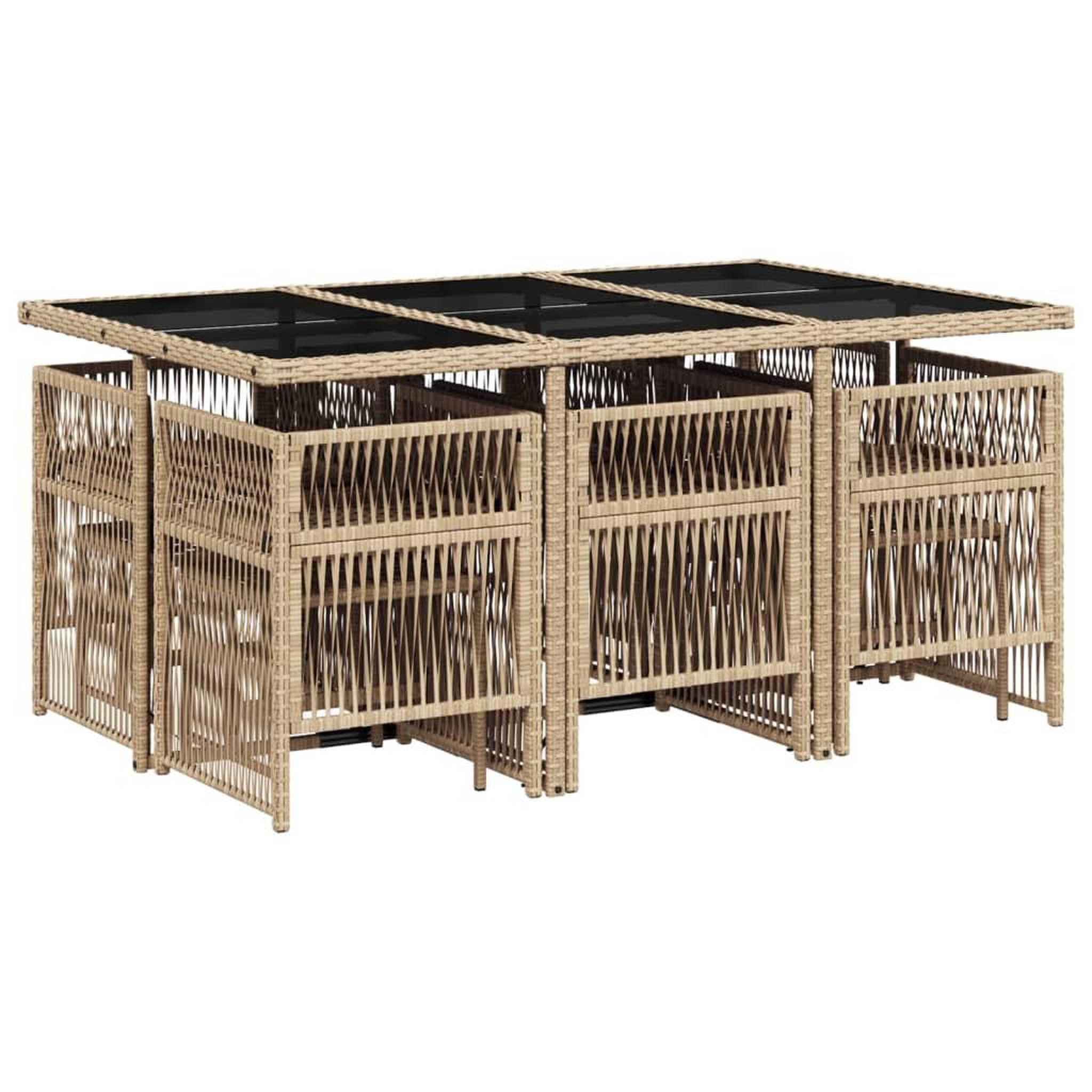 Voir la diapositive 3 : VIDAXL Ensemble a manger de jardin et coussins 11 pcs melange beige