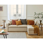 BEST MOBILIER Astoria - canapé d'angle réversible 4 places - convertible avec coffre - en simili. Coloris disponibles : Gris, Orange, Vert, Beige