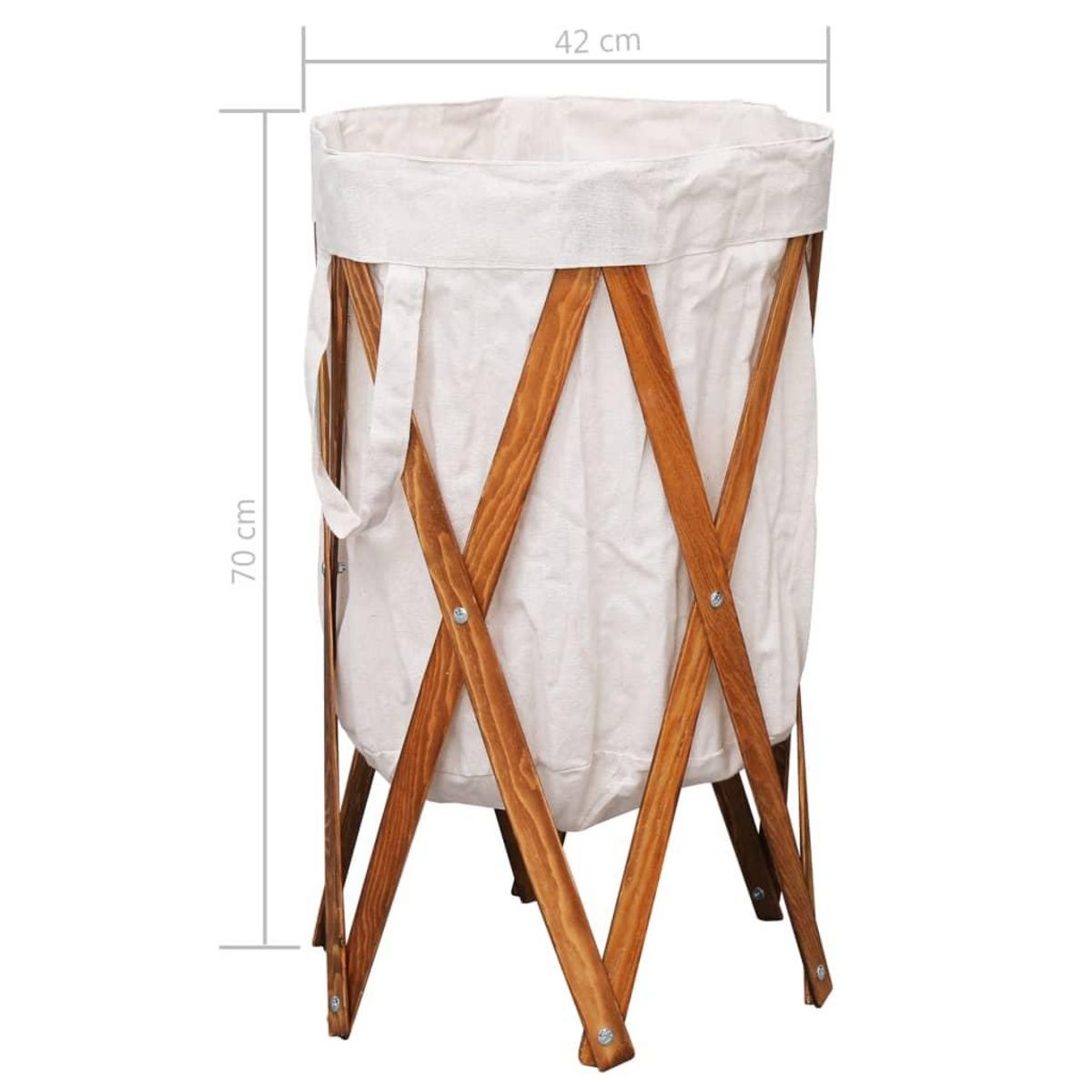 VIDAXL Panier a linge pliable Creme Bois et tissu
