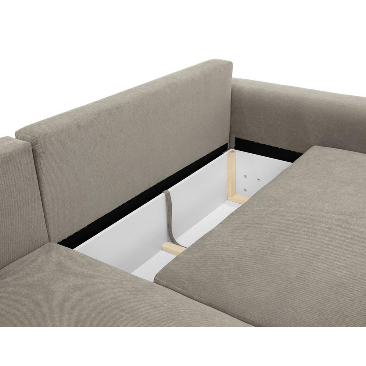 BEST MOBILIER Aurelia - canapé d'angle gauche 4 places convertible avec coffre en tissu texturé