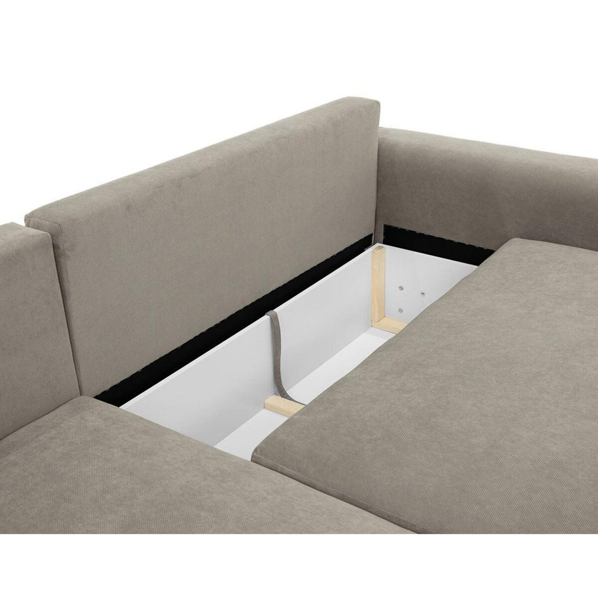 BEST MOBILIER Aurelia - canapé d'angle gauche 4 places convertible avec coffre en tissu texturé