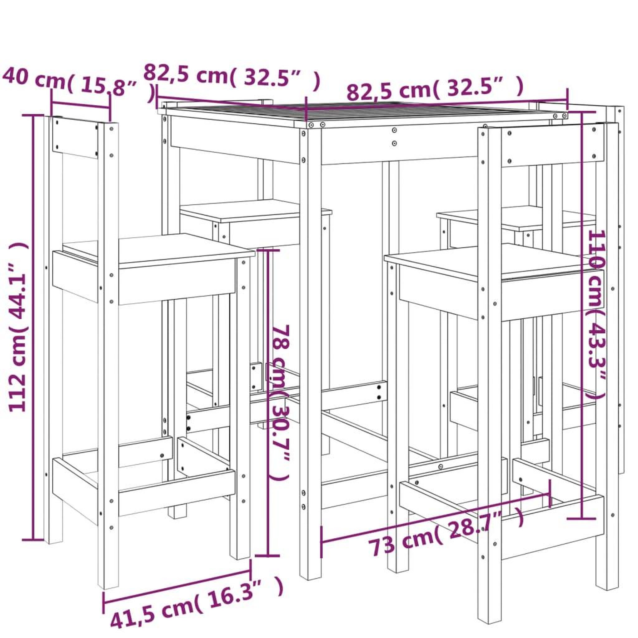 Voir la diapositive 6 : VIDAXL Ensemble de bar de jardin 5 pcs blanc bois massif de pin