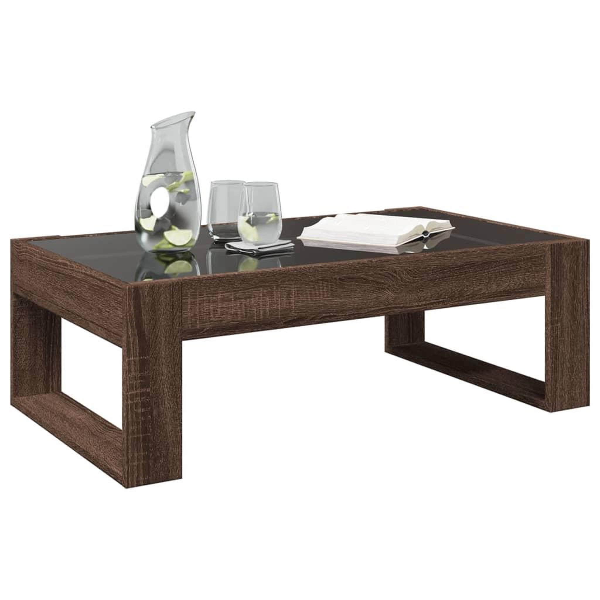 Voir la diapositive 5 : VIDAXL Table basse avec LED infini chene marron 90x53x30 cm