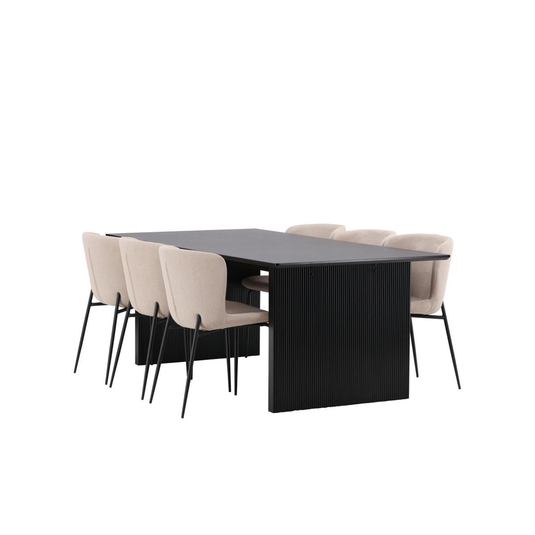 Voir la diapositive 6 : Paris Prix Ensemble table à manger & 6 chaises  vail & modesto  200cm noir & beige