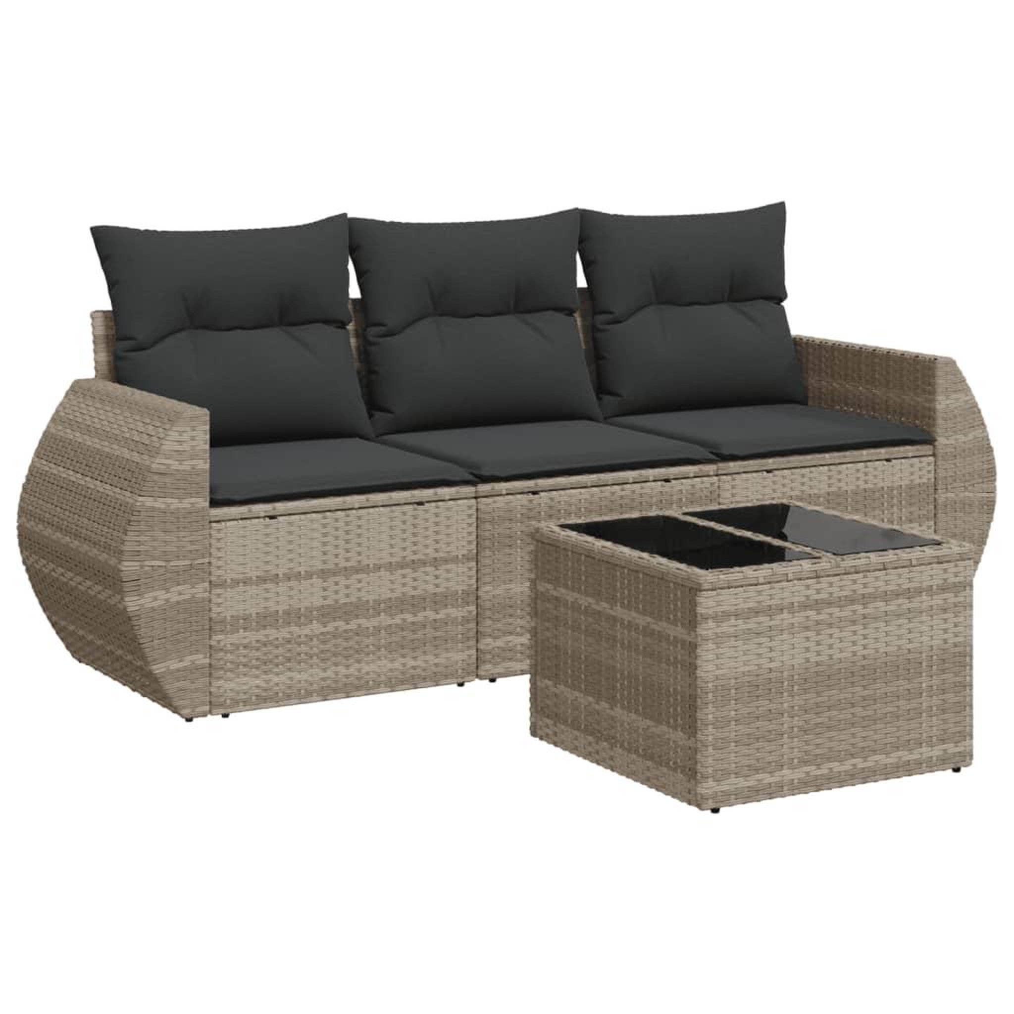 Voir la diapositive 2 : VIDAXL Salon de jardin 4 pcs avec coussins gris clair resine tressee