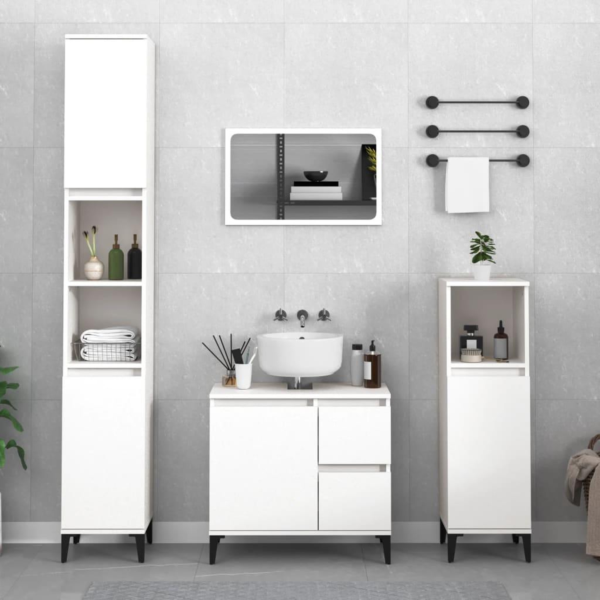 Voir la diapositive 1 : VIDAXL Armoire de salle de bain blanc 30x30x190 cm bois d'ingenierie