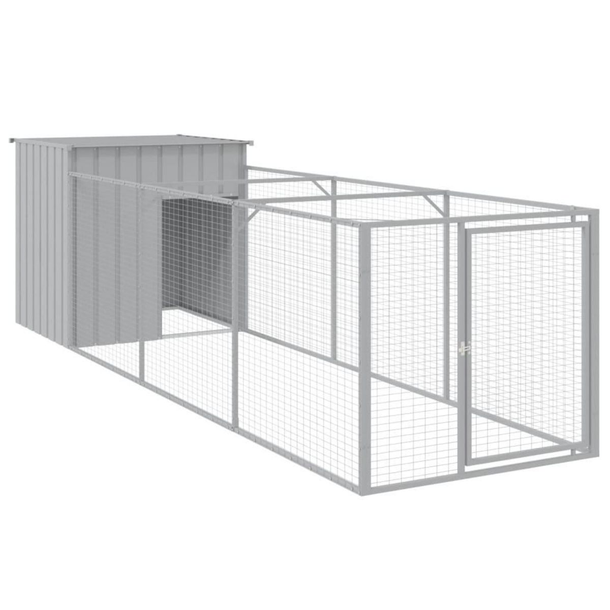 VIDAXL Niche pour chien avec cour gris clair 110x405x110 cm