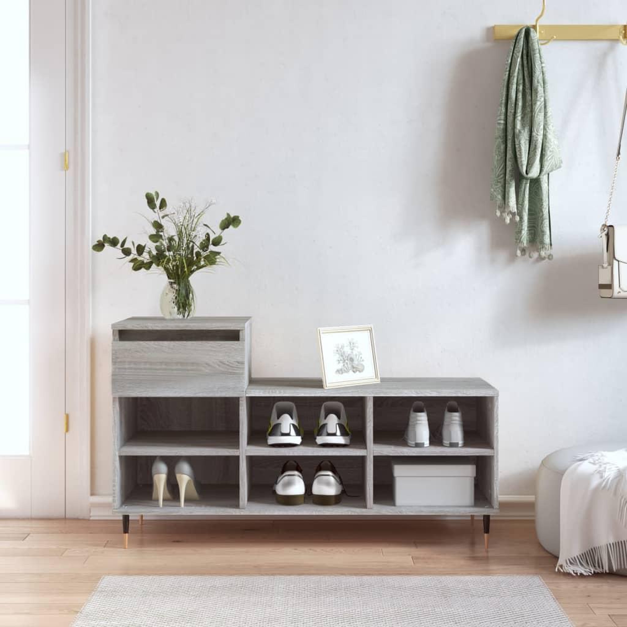 VIDAXL Armoire a chaussures Sonoma gris 102x36x60 cm Bois d'ingenierie