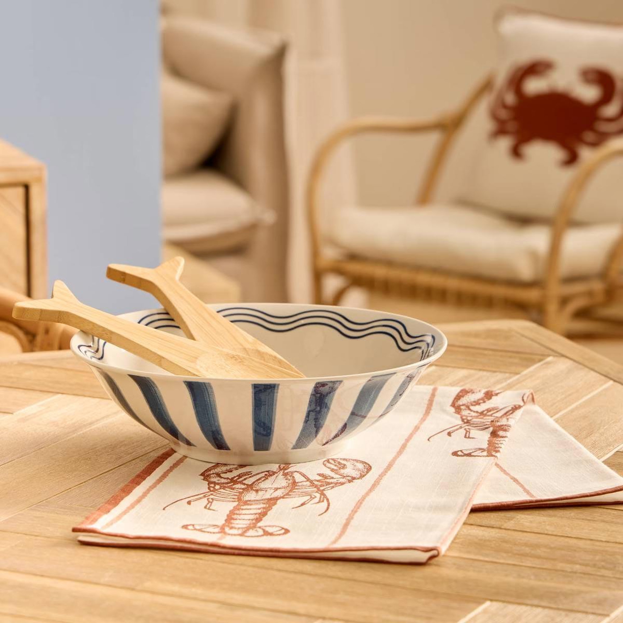 Voir la diapositive 2 : SECRET DE GOURMET Saladier en porcelaine  océania  26cm bleu