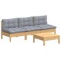 Voir la diapositive 3 : VIDAXL Salon de jardin 4 pcs avec coussins gris Bois de pin