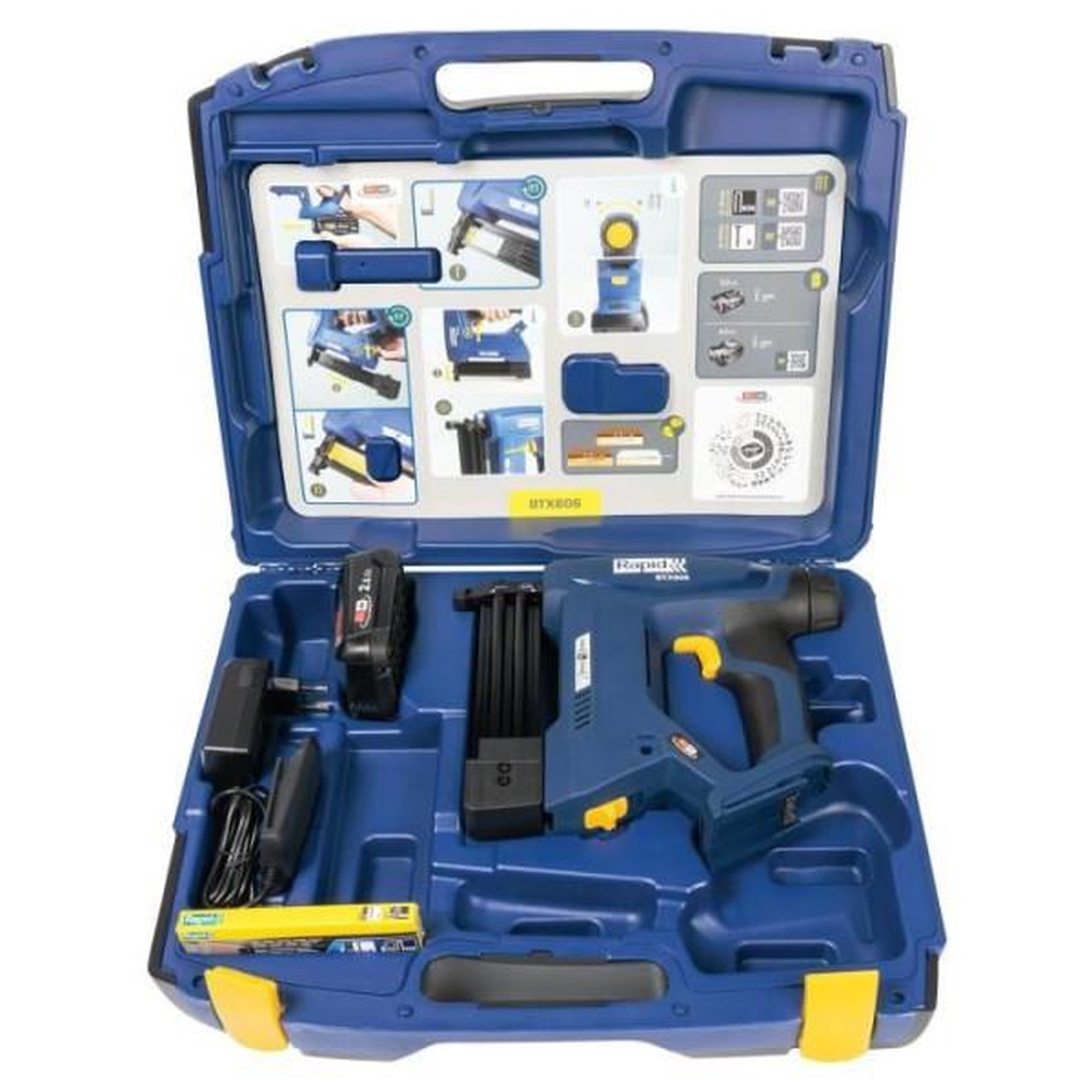 Voir la diapositive 3 : RAPID Rapid btx606 agrafeuse cloueuse a batterie - coffret + batterie + chargeur