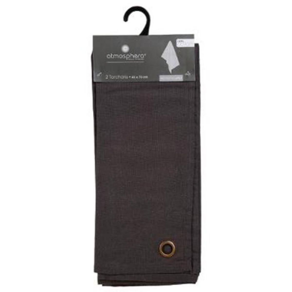 ATMOSPHERA Lot de 2 Torchons de Cuisine  Coton  70cm Gris Foncé