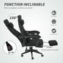 Voir la diapositive 4 : VINSETTO Fauteuil de bureau manager grand confort dossier réglable repose-pied coussin lombaire roulettes 360° lin 62L x 68P x 127H cm noir