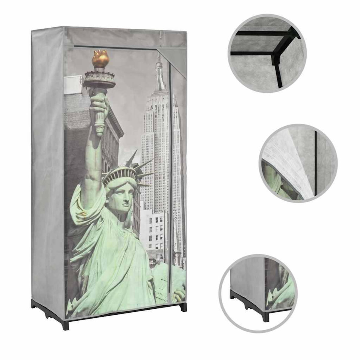 VIDAXL Garde-robe New York 75x45x160 cm Tissu