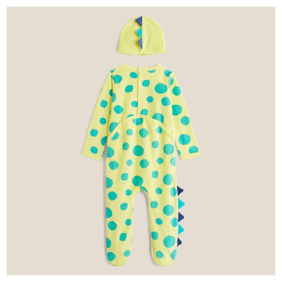 IN EXTENSO Dors bien velours déguisement Dino + bonnet bébé garçon