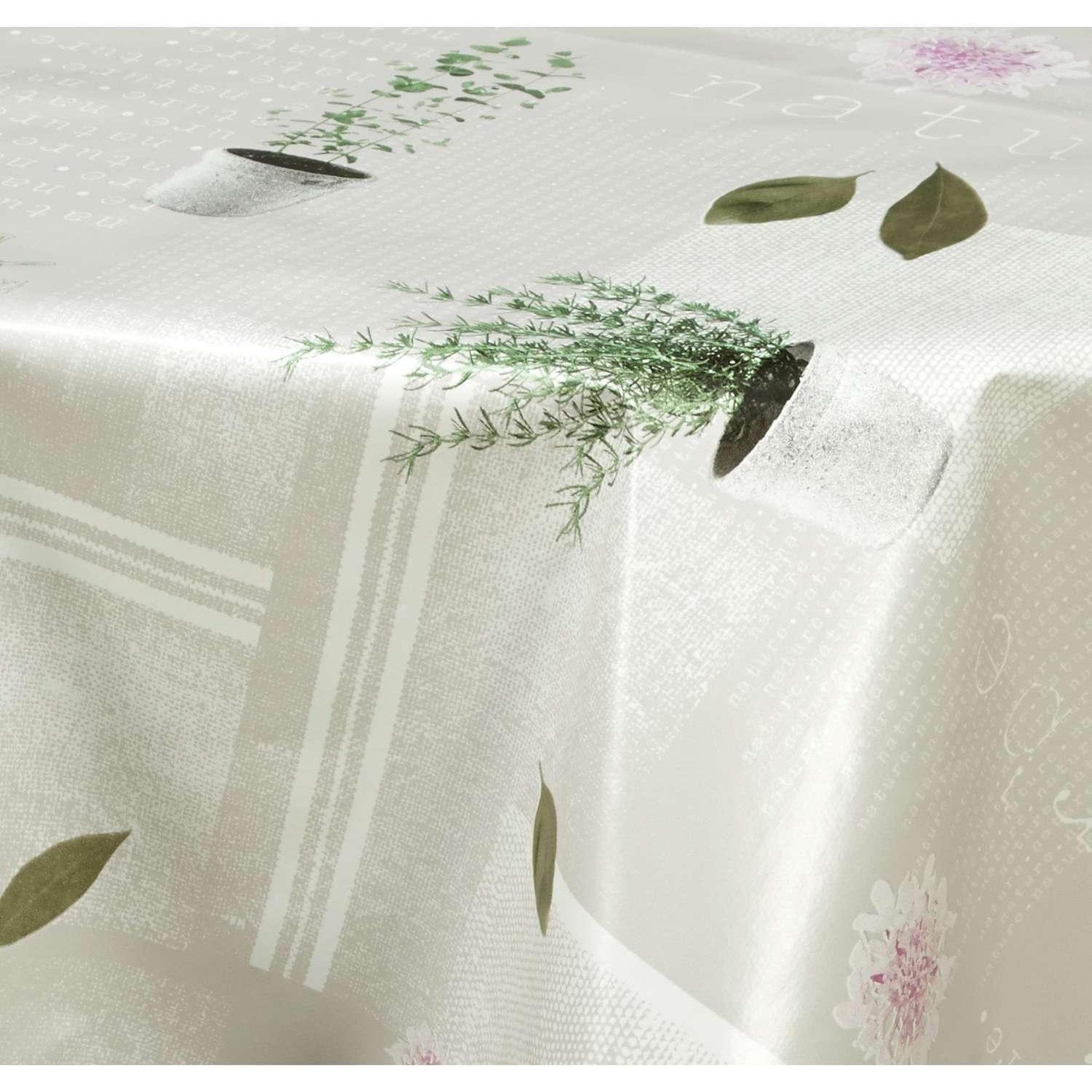 Voir la diapositive 3 : HABITABLE Nappe en toile cirée ronde Aromatic - Diam. 150 cm - Ecru