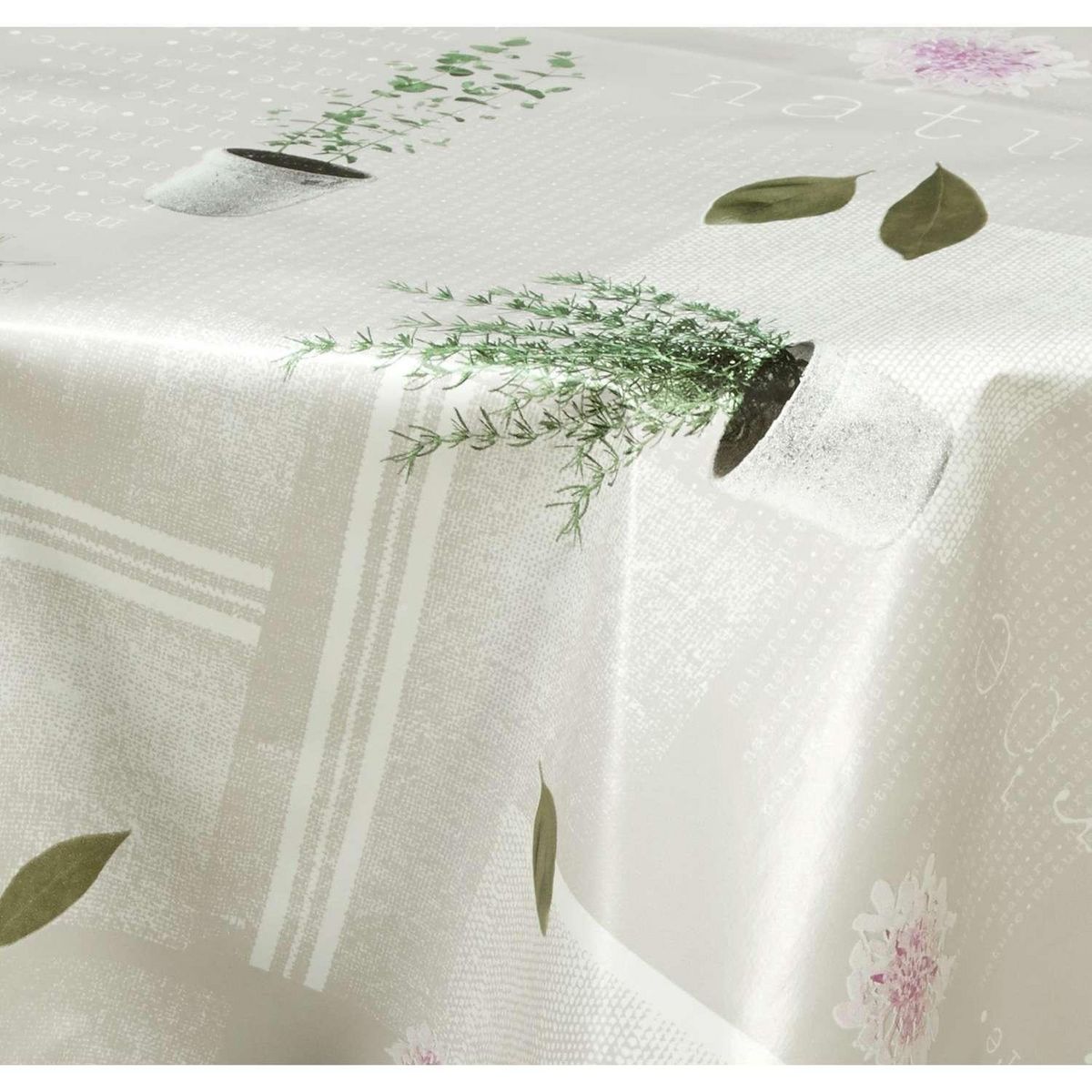 HABITABLE Nappe en toile cirée ronde Aromatic - Diam. 150 cm - Ecru