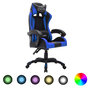 Voir la diapositive 1 : VIDAXL Fauteuil de jeux video avec LED RVB Bleu et noir Similicuir