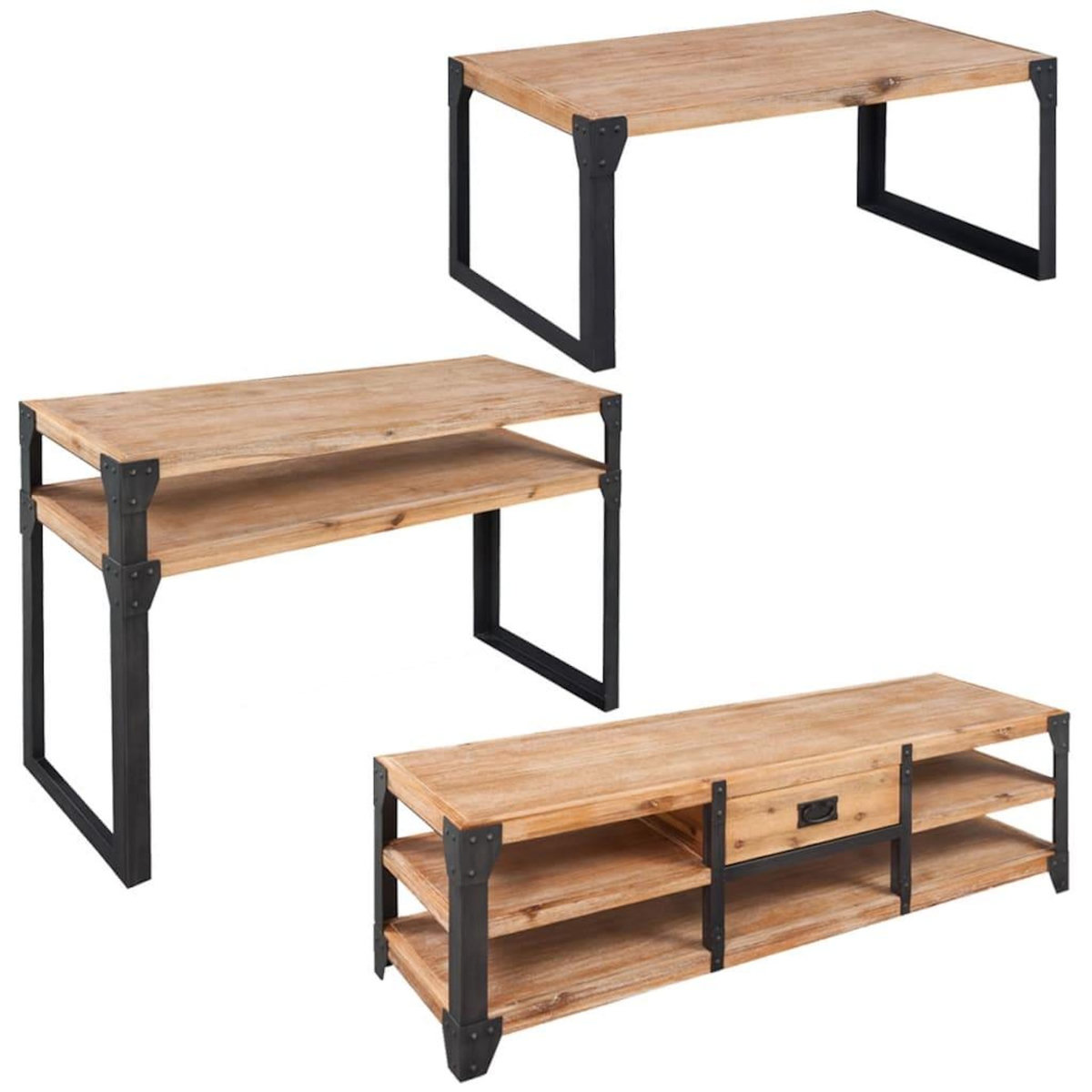 VIDAXL Mobilier de salon 3 pieces Bois d'acacia massif
