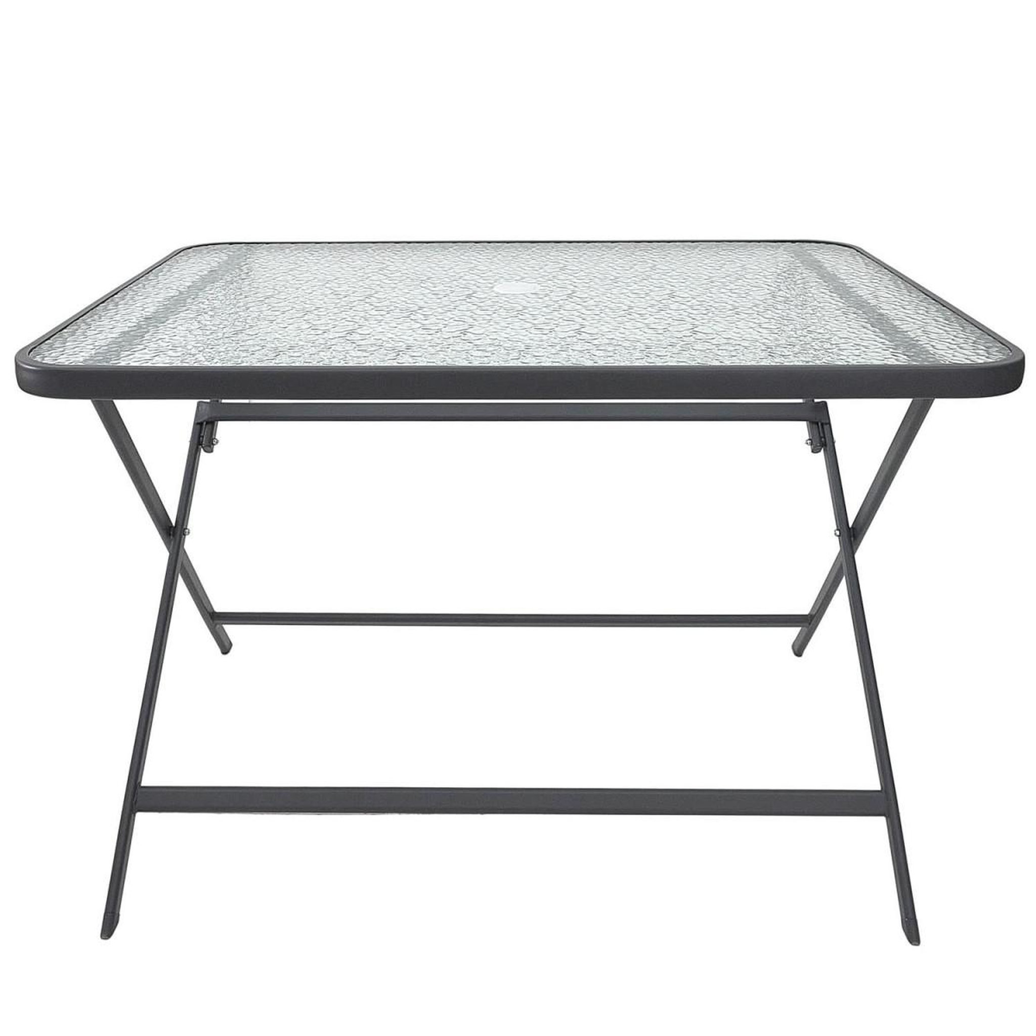 Voir la diapositive 2 : The Home Deco Factory Table de Jardin en Verre  Formentera  110cm Gris