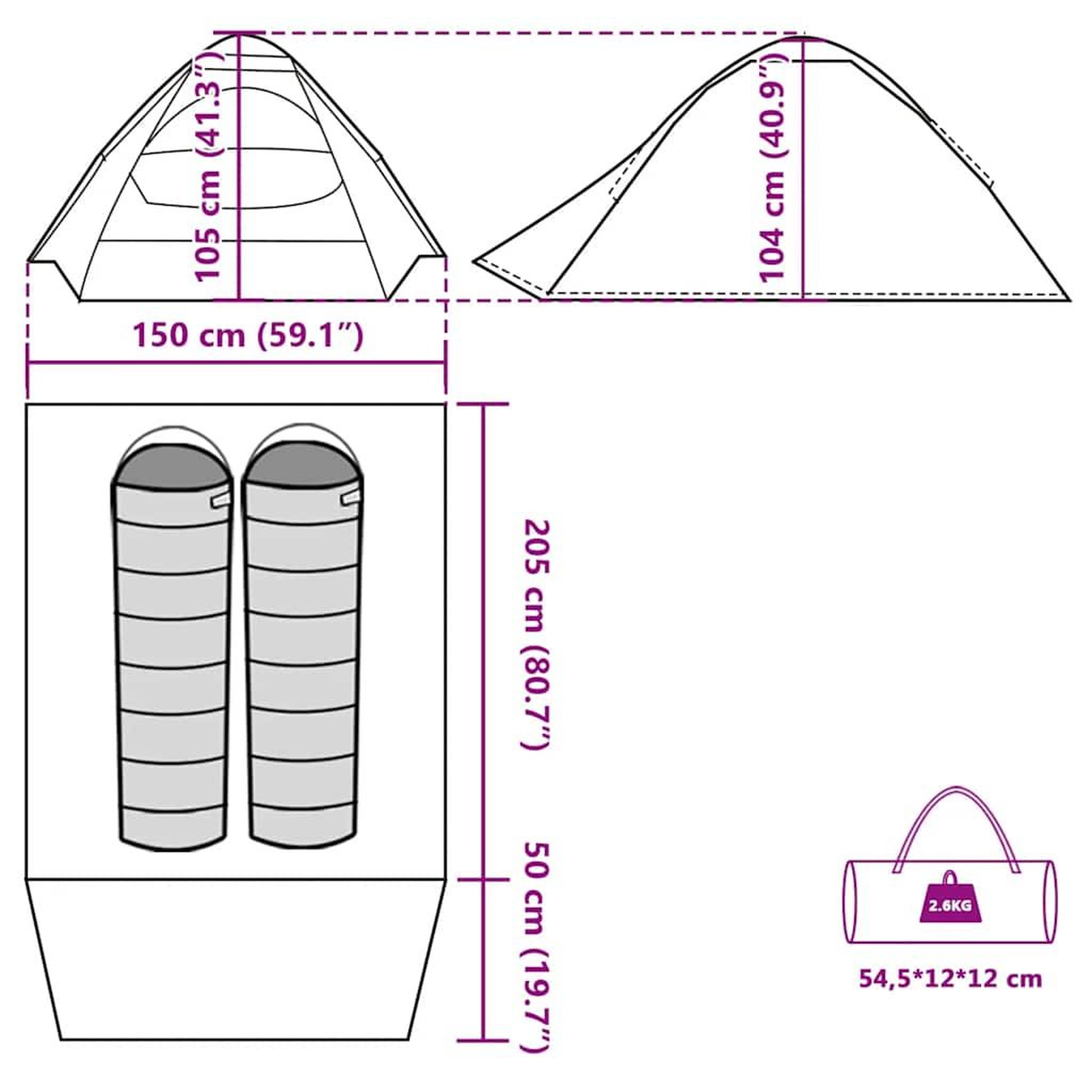 Voir la diapositive 6 : VIDAXL Tente de camping a dome 2 personnes bleu impermeable