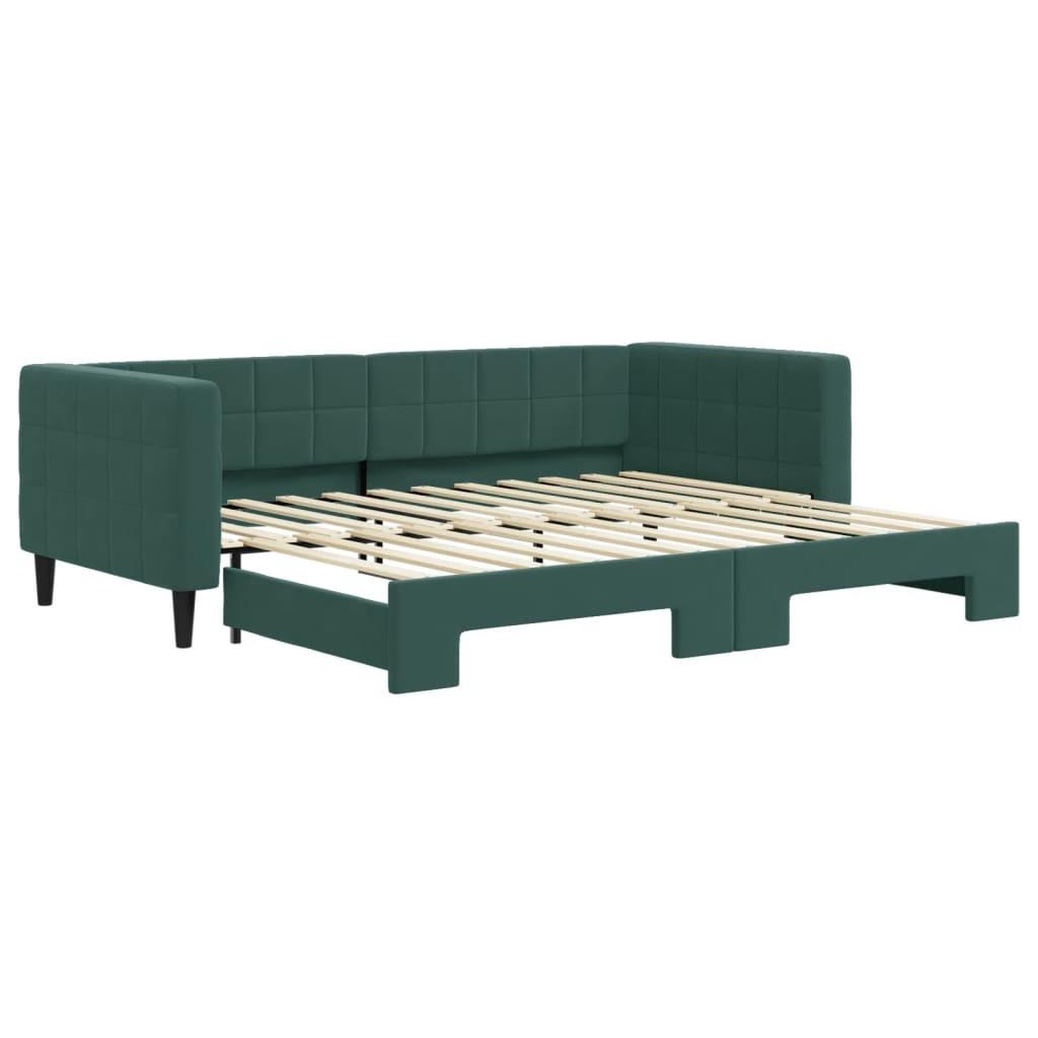 Voir la diapositive 2 : VIDAXL Lit de jour avec gigogne sans matelas vert fonce 90x200 cm