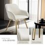 Voir la diapositive 4 : tectake Chaise de salle à manger rembourrée en velours côtelé crème/or Lot de 6