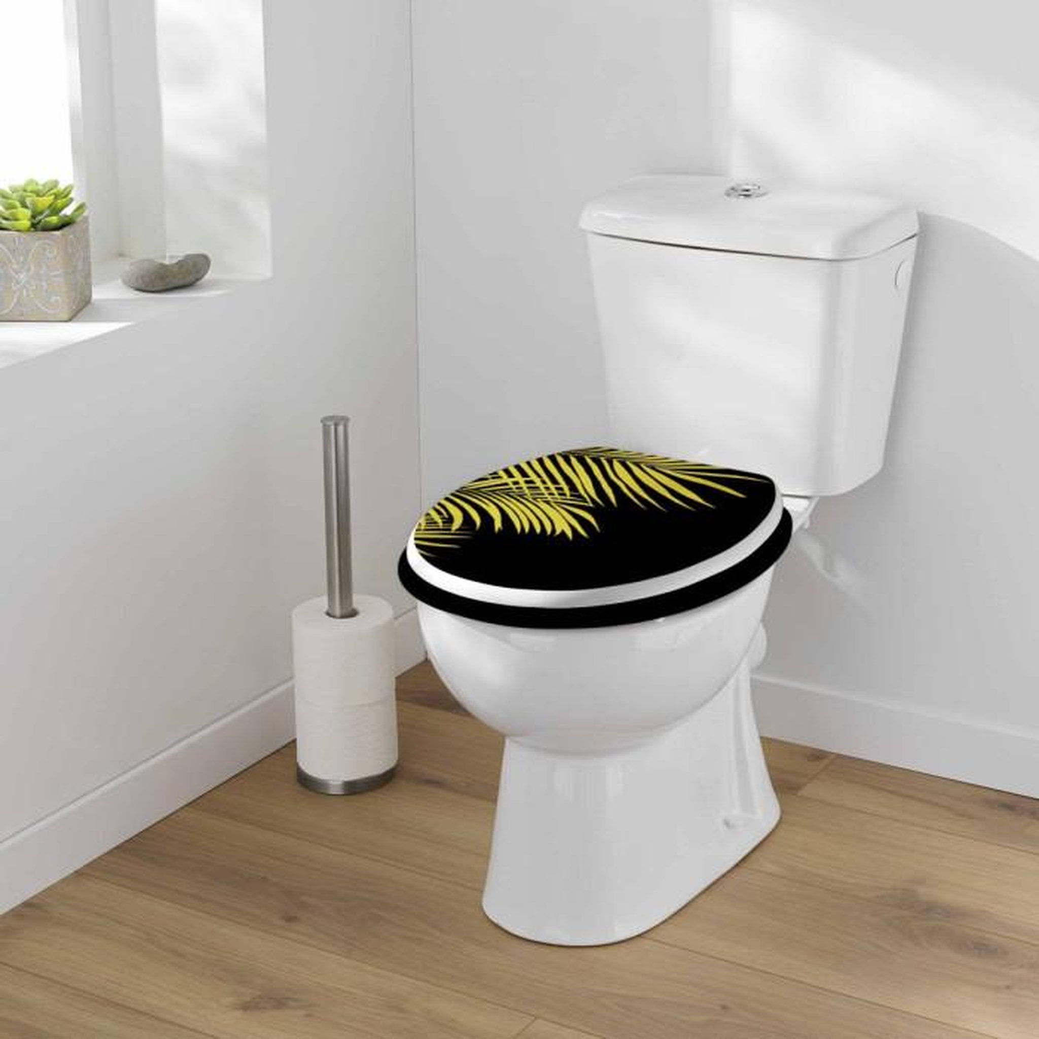 Voir la diapositive 5 : Douceur d'Intérieur Abattant wc imprimé feuille  orbella  45cm noir