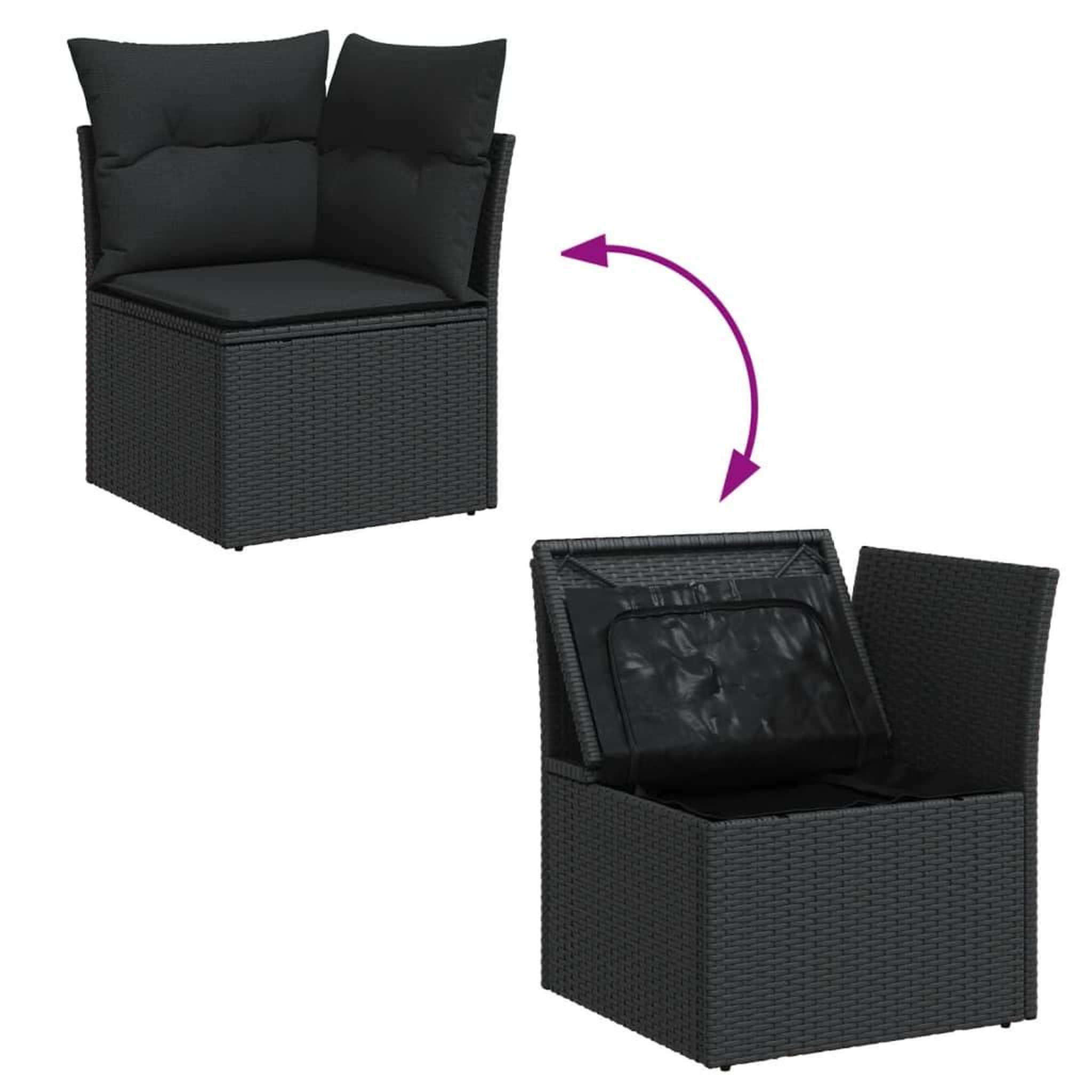Voir la diapositive 5 : VIDAXL Salon de jardin 10 pcs avec coussins noir resine tressee