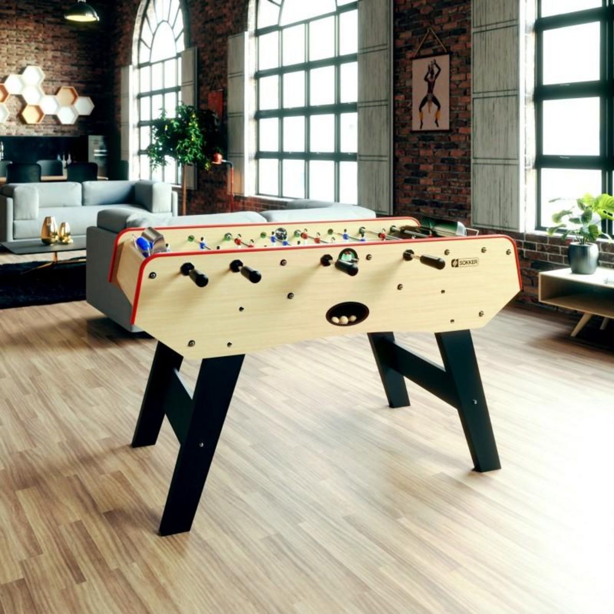 PLAY4FUN Baby-foot CLASSIC type Bistrot - 151 x 77 x 91 cm - Table de Baby-foot avec barres télescopiques et Balles Lièges Inclus