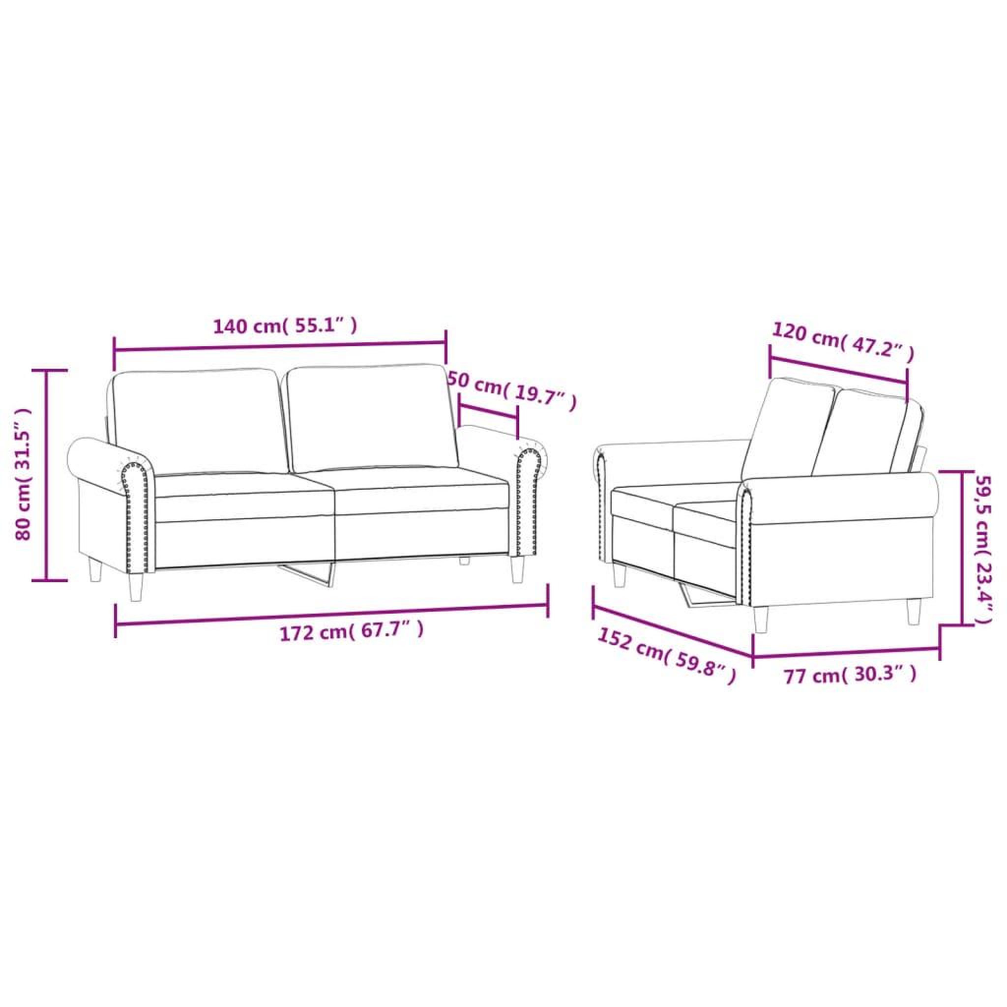 Voir la diapositive 6 : VIDAXL Ensemble de canapes 2 pcs avec coussins Rouge bordeaux Velours