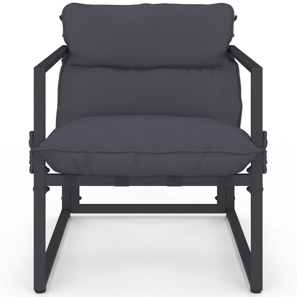 ID MARKET Lot de 2 fauteuils de jardin MARCO avec repose pieds gris coussin gris anthracite