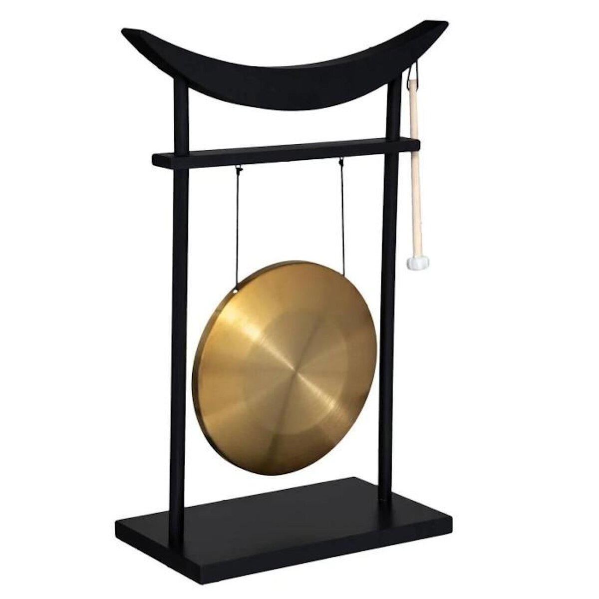 ATMOSPHERA Statuette Déco avec Gong  Toa  69cm Noir & Or