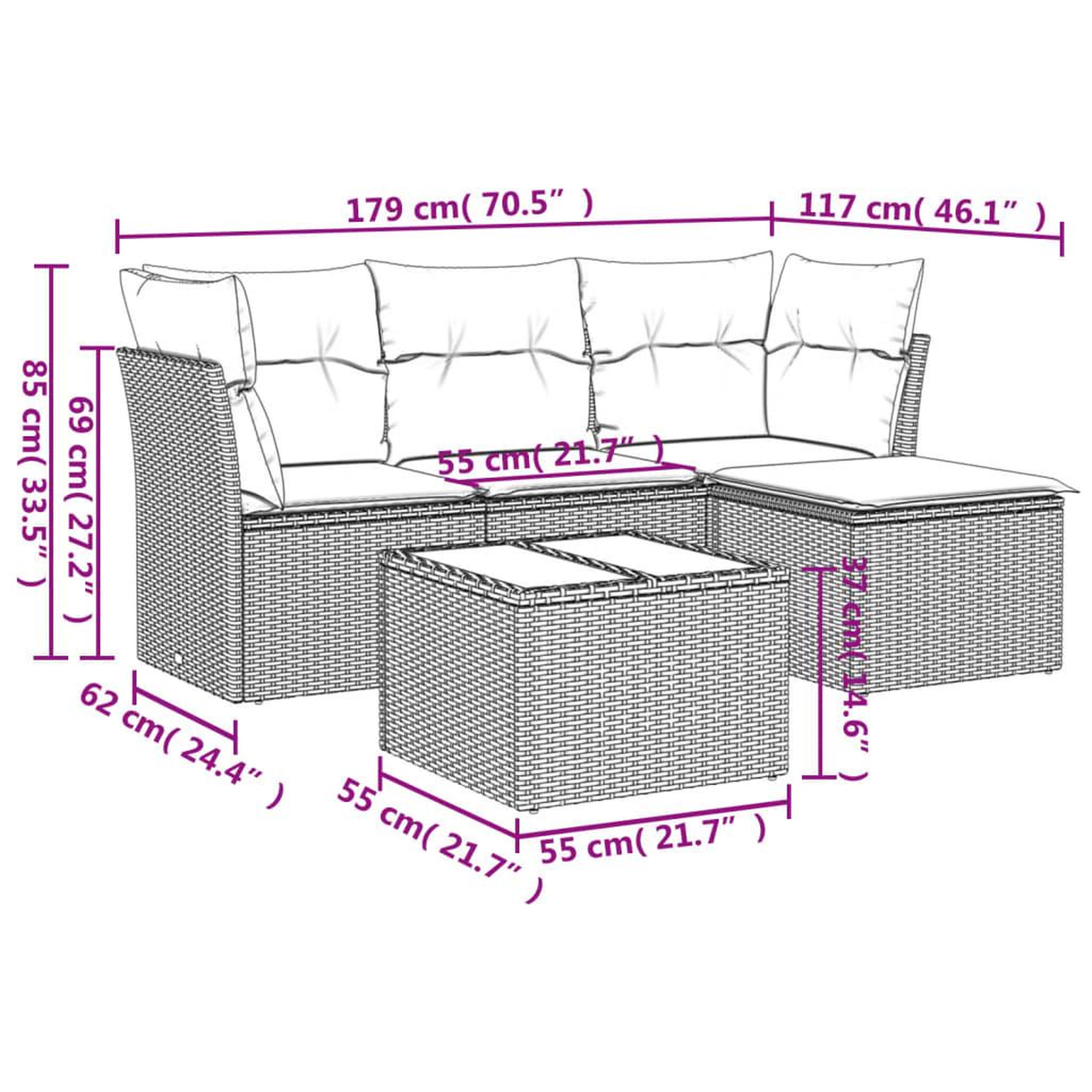 Voir la diapositive 3 : VIDAXL Salon de jardin avec coussins 5 pcs beige resine tressee