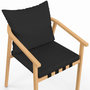 Voir la diapositive 6 : ID MARKET Lot de 4 chaises de jardin MALTA structure en métal effet bois, lanières et coussins noirs