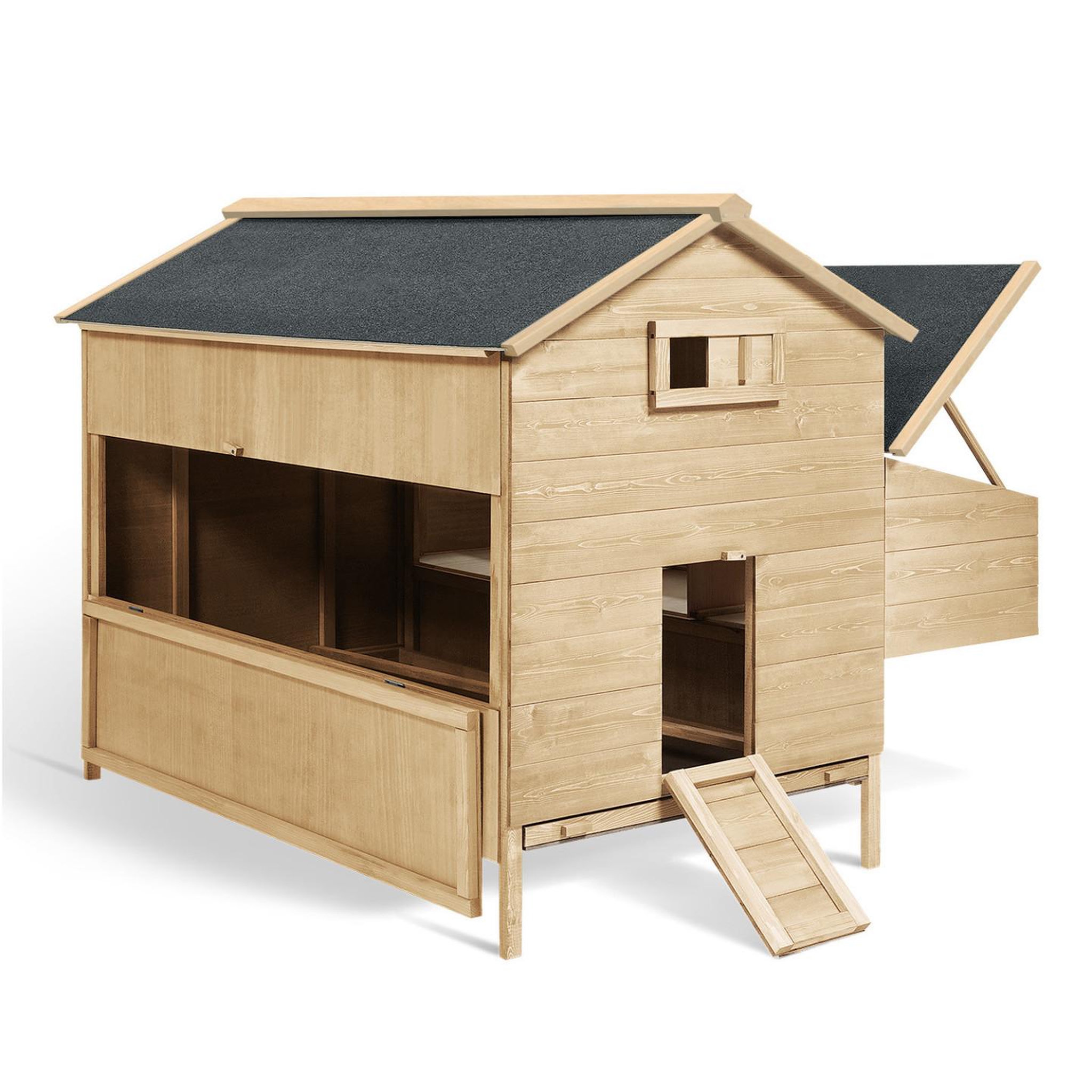 Voir la diapositive 3 : ID MARKET Poulailler clapier en bois xxl avec pondoir et tiroir à déjections 6 poules
