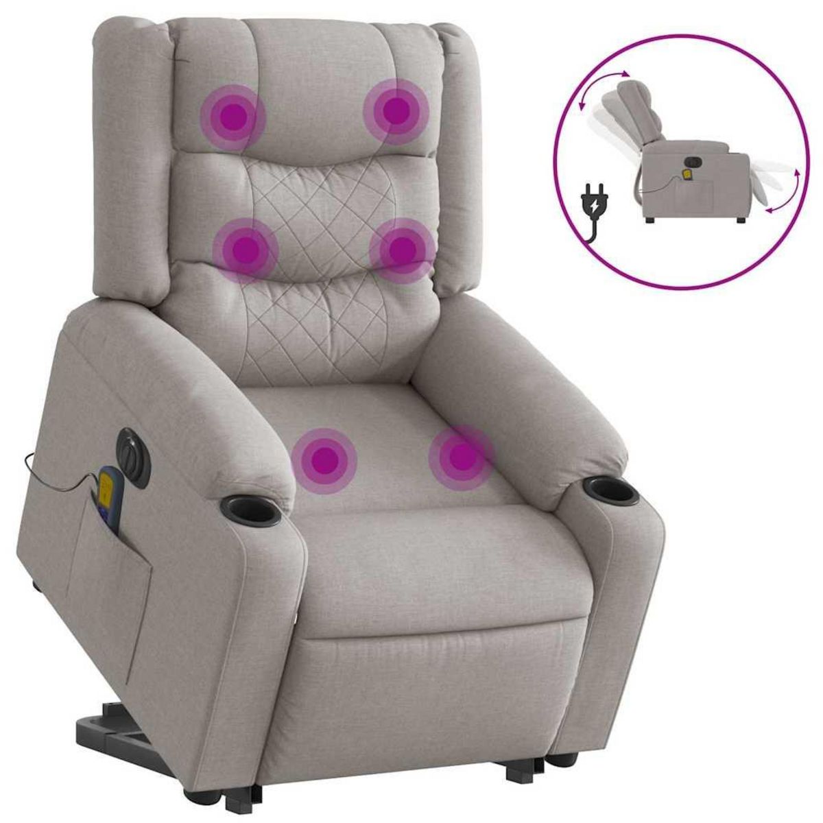 VIDAXL Fauteuil inclinable de massage electrique gris nuage tissu