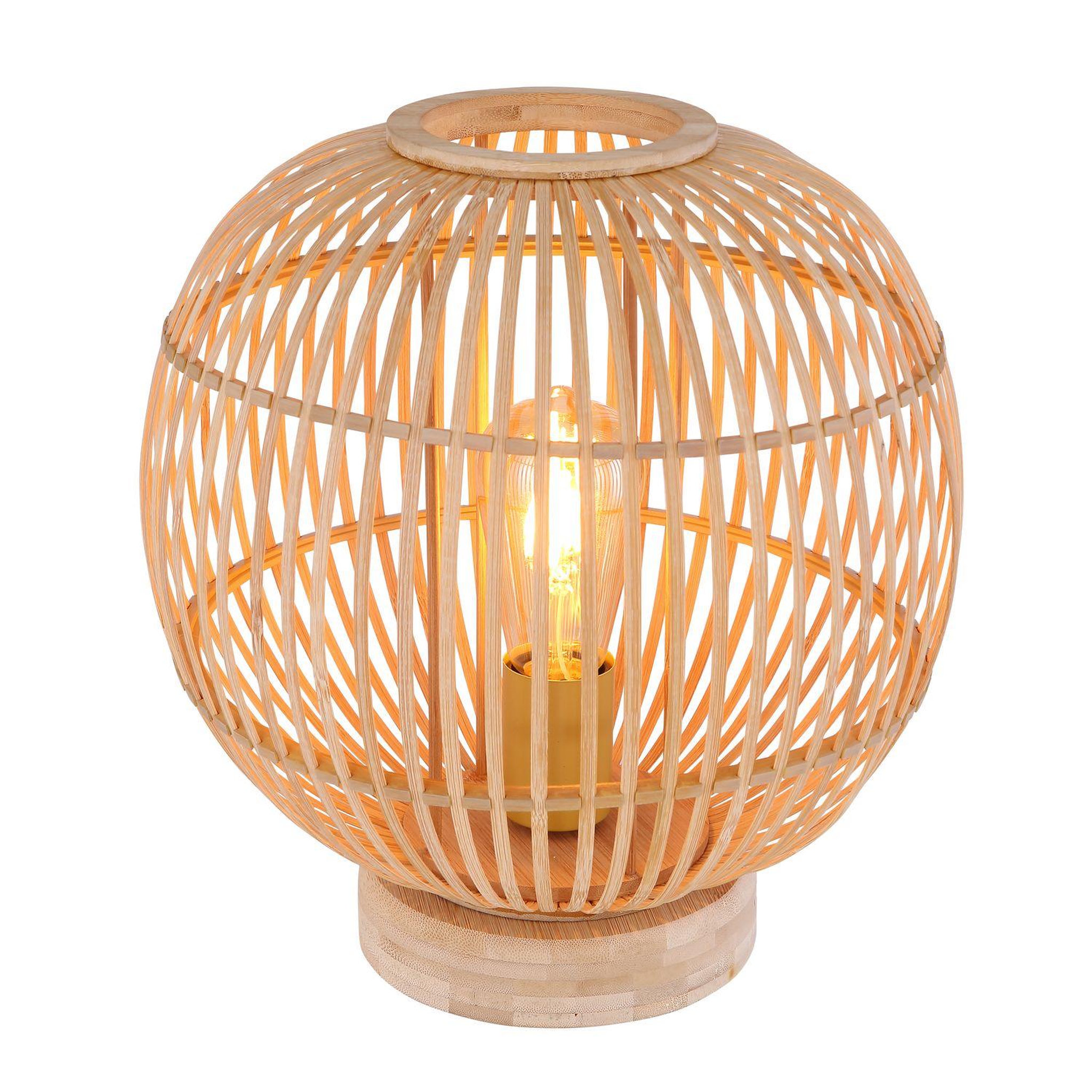 GLOBO Lampe à poser design bambou hildegard - diam. 30 x h. 35 cm - beige naturel