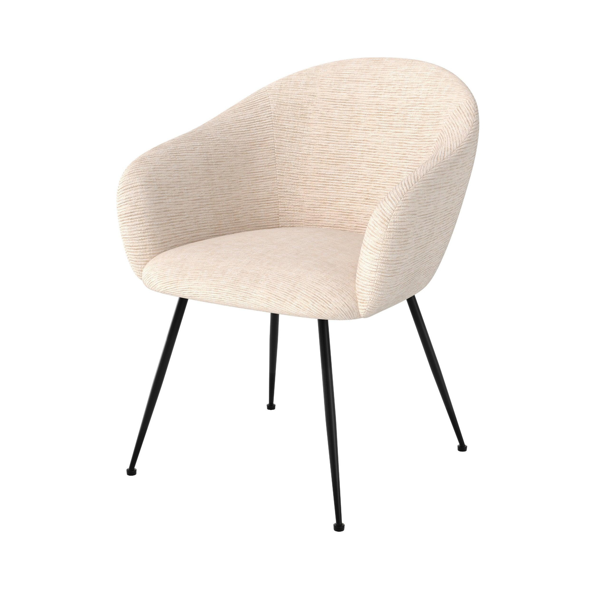 MAISON PAVANE Fauteuil en tissu blanc chiné et pieds en métal noir-socky