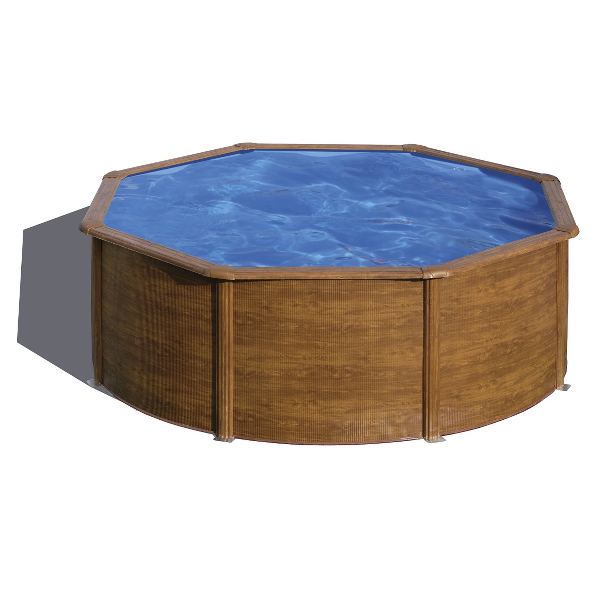 Voir la diapositive 2 : GRE Piscine ronde en acier 3,70m x 1,22m - Imitation bois