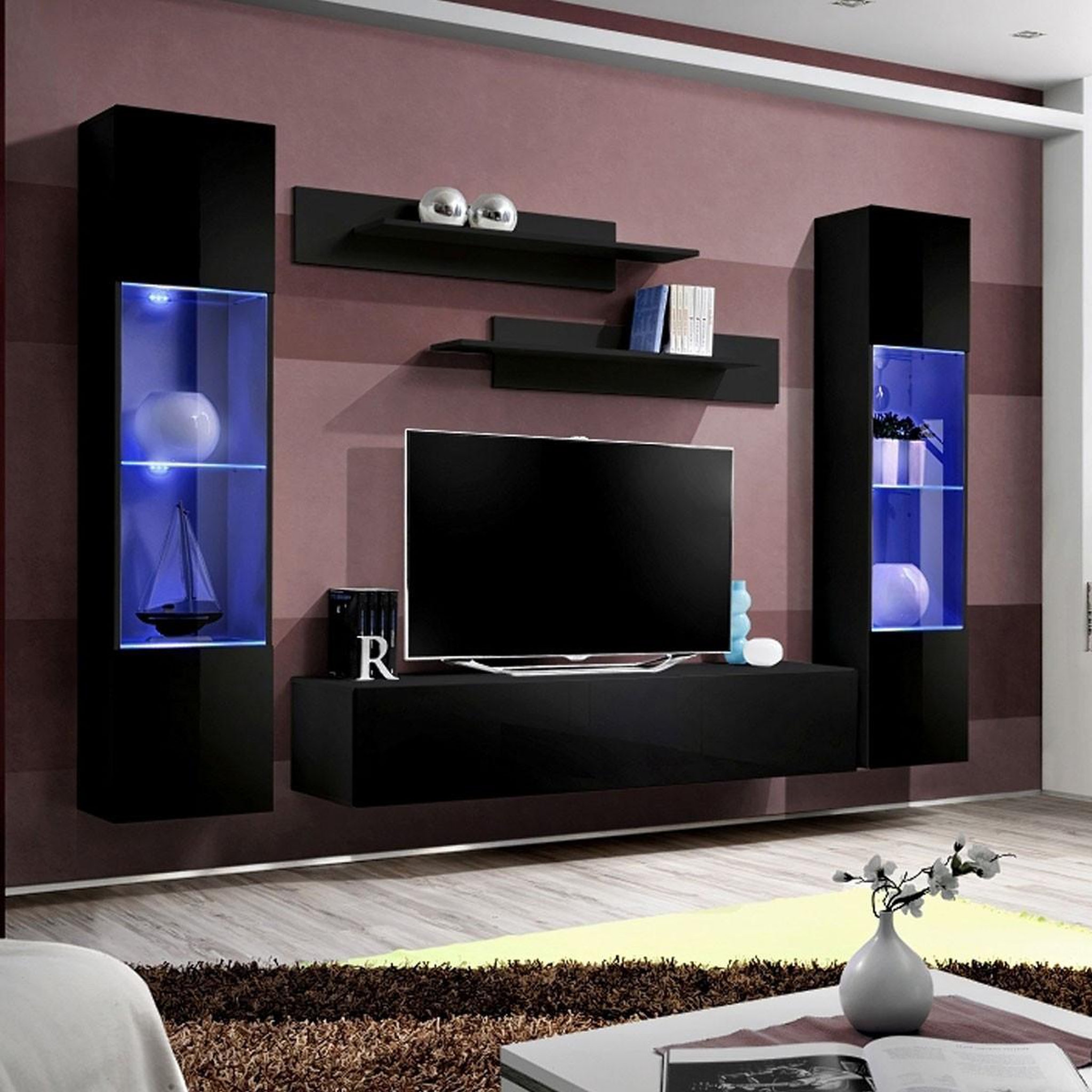 Paris Prix Ensemble meuble tv mural  fly a3  260cm noir