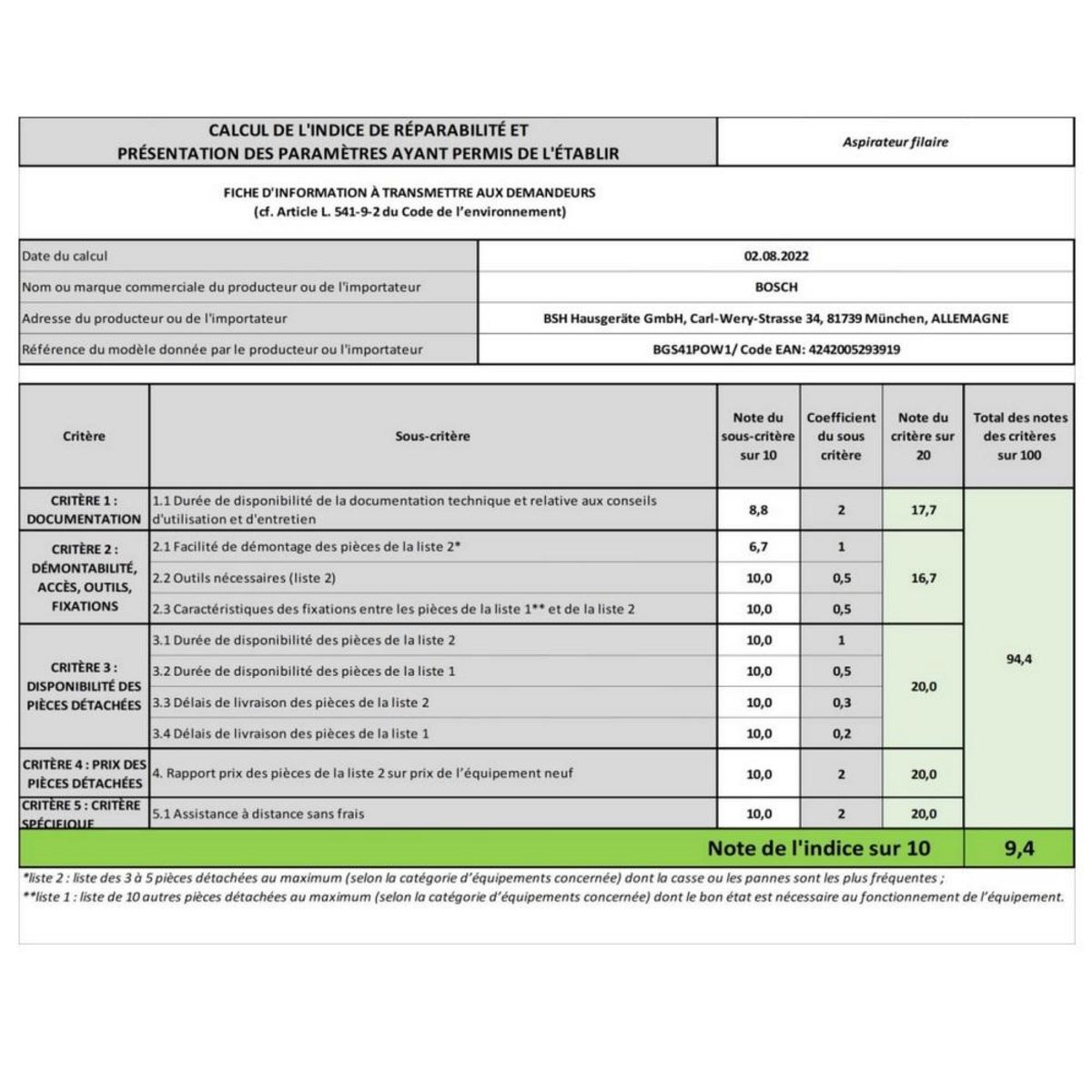 BOSCH Aspirateur sans sac 700w 72db noir - BGS41POW1