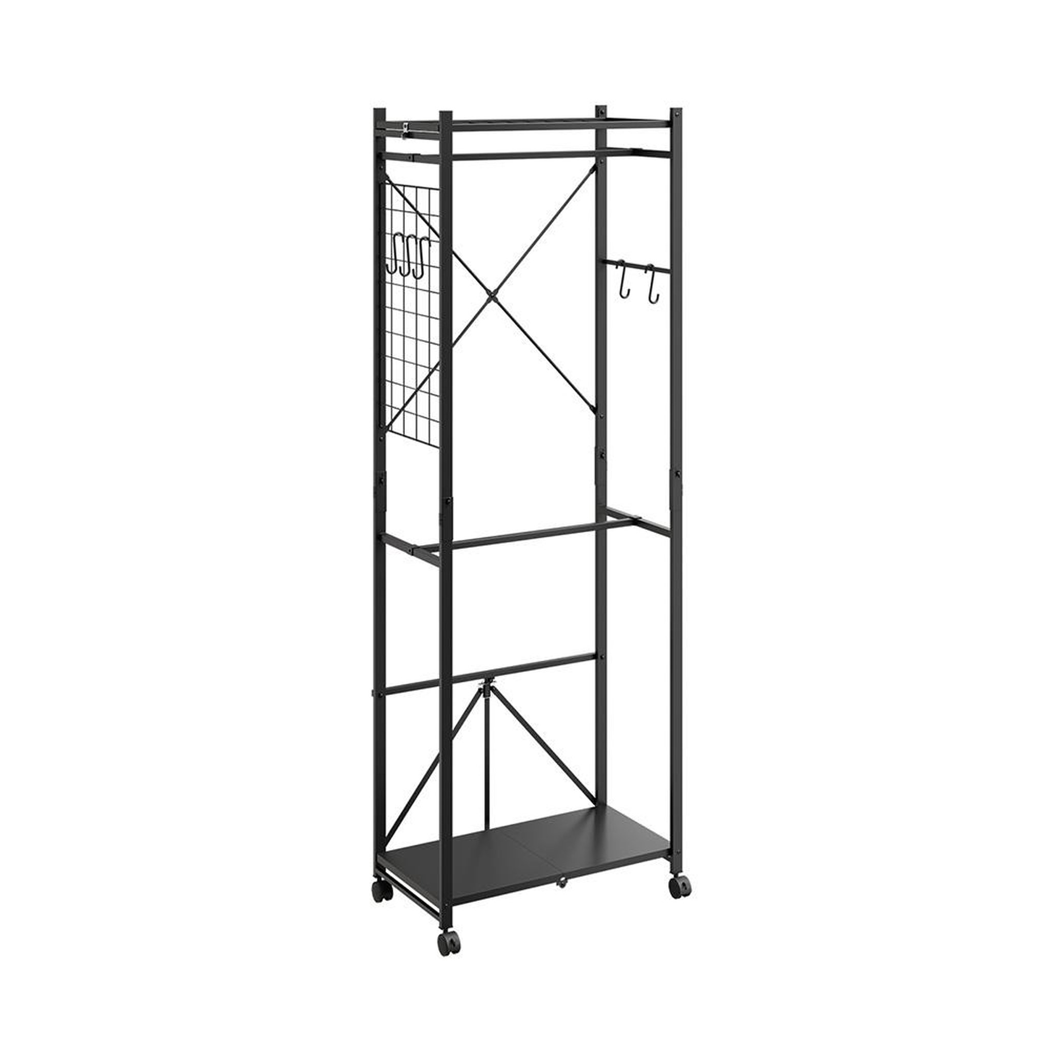 SOBUY Porte-manteaux sur roulettes avec étagère Noir 60x32x175cm KLS21-SCH