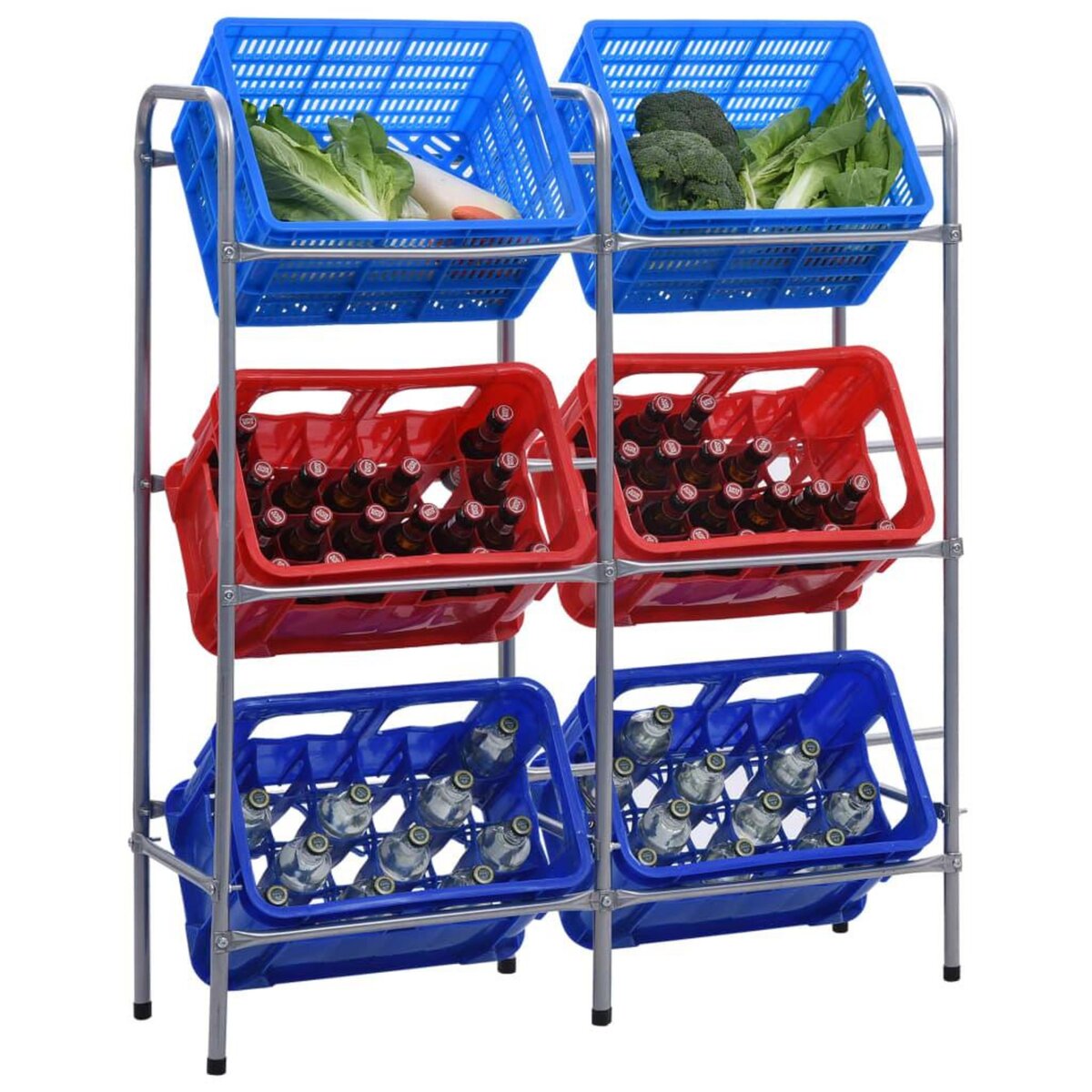 VIDAXL Etagere de rangement pour 6 caisses Argente 96x33x116 cm Acier