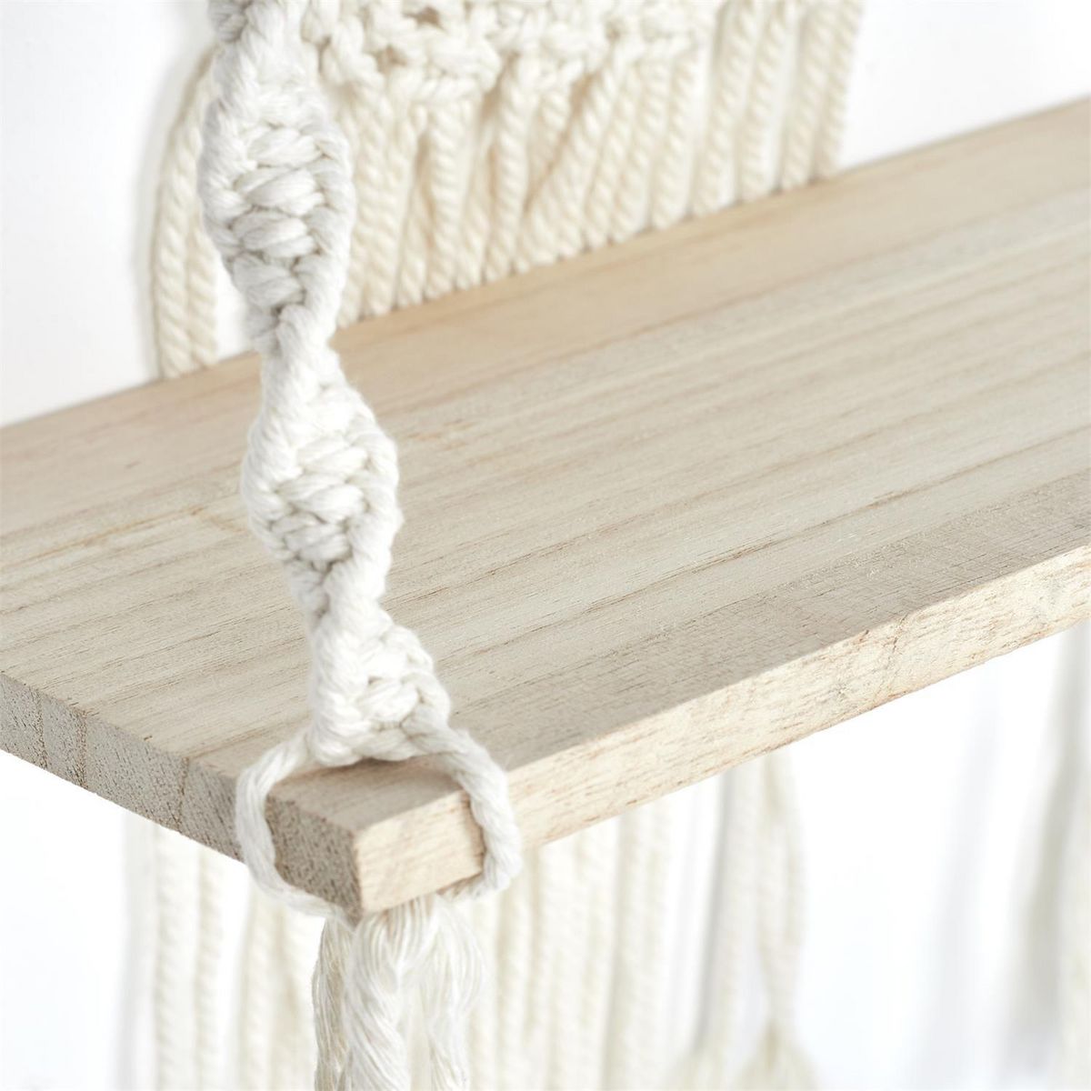 The Home Deco Factory Etagère murale bohème en macramé - Beige