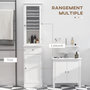 Voir la diapositive 5 : KLEANKIN Meuble colonne de salle de bain placard porte acrylique 2 étagères placard porte 1 étagère tiroir MDF blanc