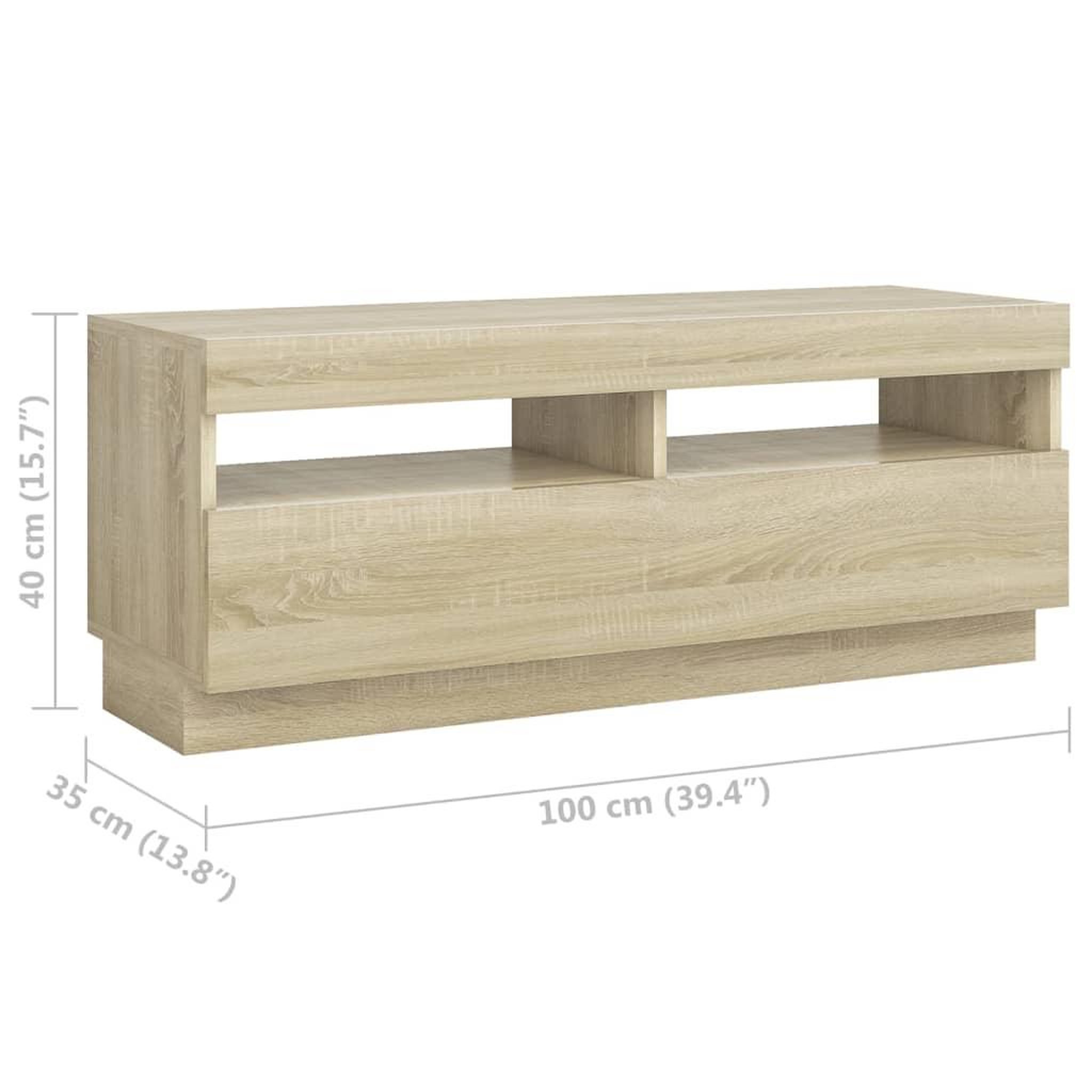Voir la diapositive 6 : VIDAXL Meuble TV avec lumieres LED Chene sonoma 300x35x40 cm