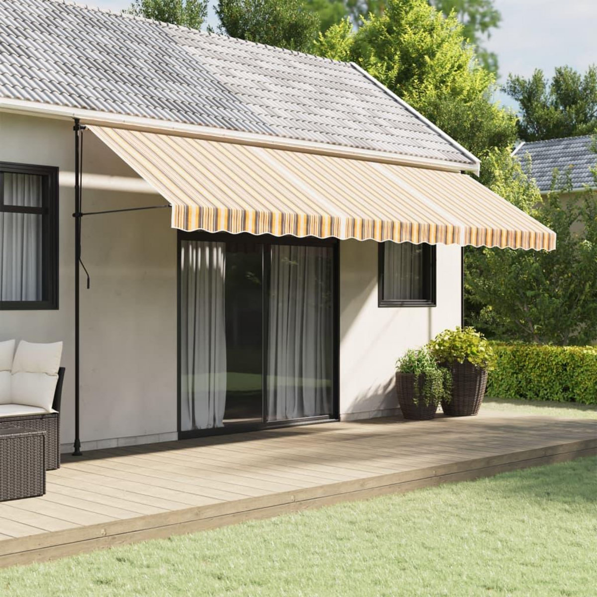 VIDAXL Tissu de remplacement pour auvent rayures multicolores 5x3,5 m