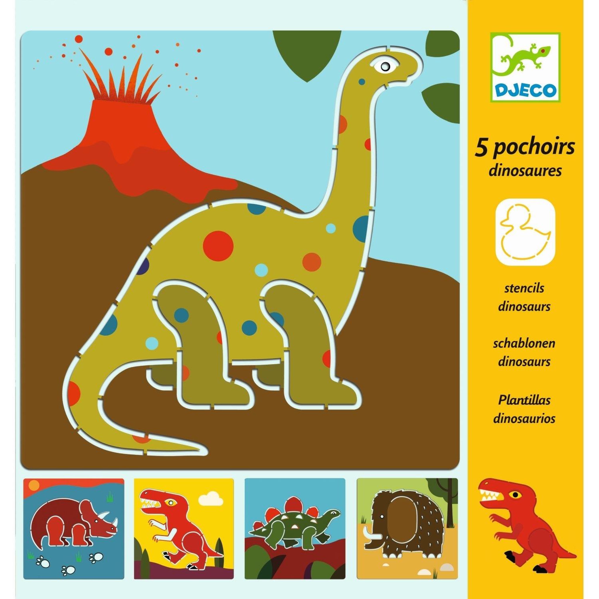 Voir la diapositive 2 : Djeco 5 pochoirs Dinosaures